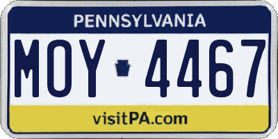 PA license plate MOY4467