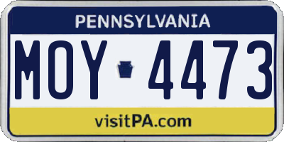 PA license plate MOY4473