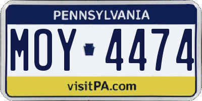 PA license plate MOY4474