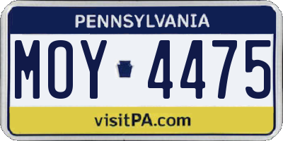 PA license plate MOY4475