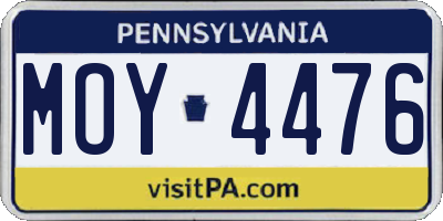PA license plate MOY4476