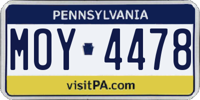 PA license plate MOY4478