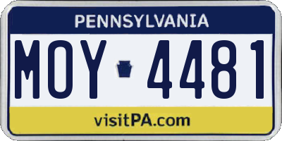 PA license plate MOY4481