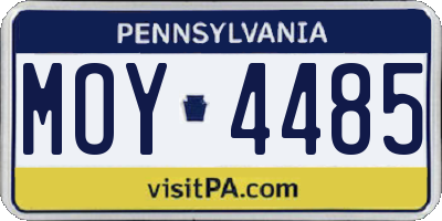 PA license plate MOY4485