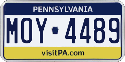 PA license plate MOY4489