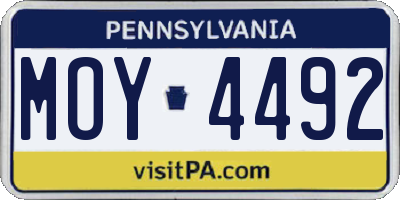 PA license plate MOY4492