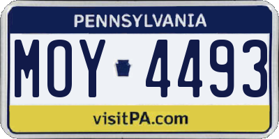 PA license plate MOY4493