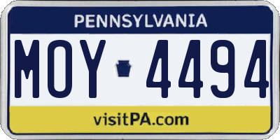 PA license plate MOY4494