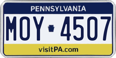 PA license plate MOY4507