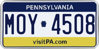 PA license plate MOY4508