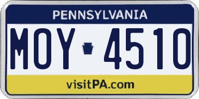 PA license plate MOY4510