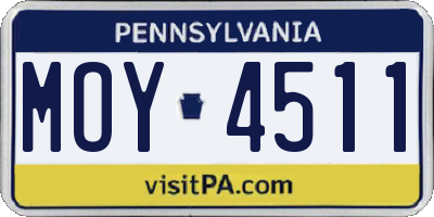 PA license plate MOY4511