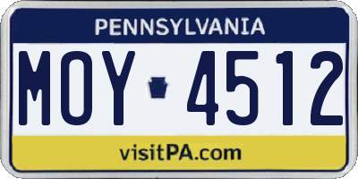 PA license plate MOY4512