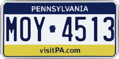 PA license plate MOY4513