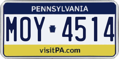 PA license plate MOY4514