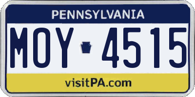 PA license plate MOY4515