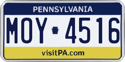 PA license plate MOY4516