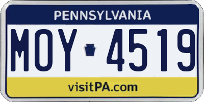 PA license plate MOY4519