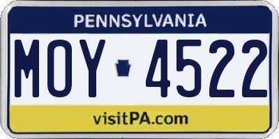 PA license plate MOY4522