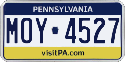 PA license plate MOY4527