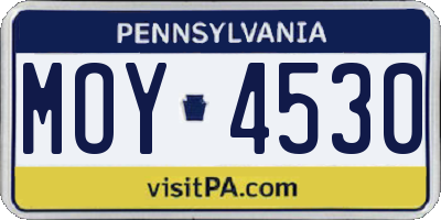 PA license plate MOY4530