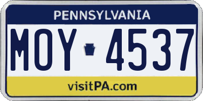 PA license plate MOY4537