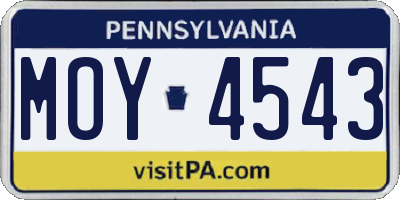 PA license plate MOY4543