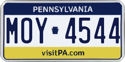 PA license plate MOY4544