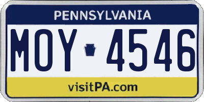 PA license plate MOY4546