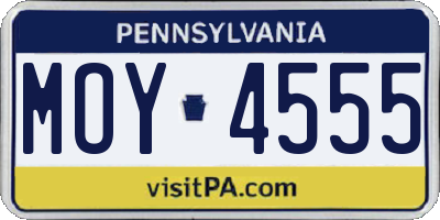 PA license plate MOY4555