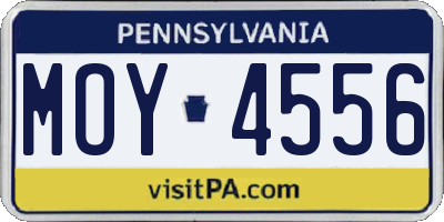 PA license plate MOY4556