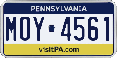 PA license plate MOY4561