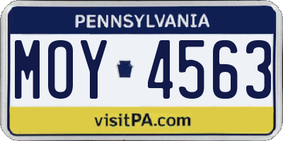 PA license plate MOY4563