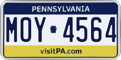 PA license plate MOY4564