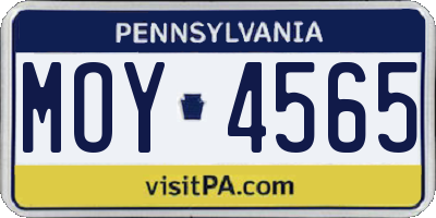 PA license plate MOY4565