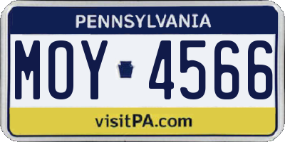 PA license plate MOY4566