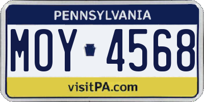 PA license plate MOY4568