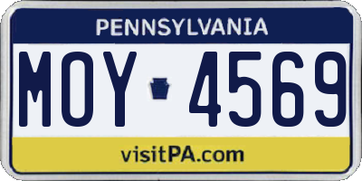 PA license plate MOY4569