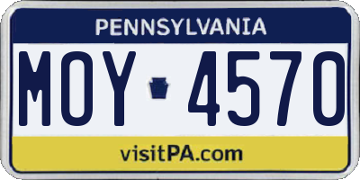 PA license plate MOY4570
