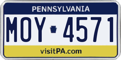 PA license plate MOY4571