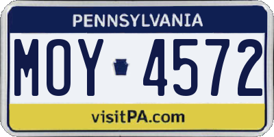 PA license plate MOY4572