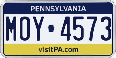 PA license plate MOY4573