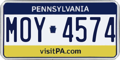 PA license plate MOY4574