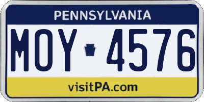 PA license plate MOY4576