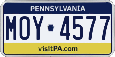 PA license plate MOY4577