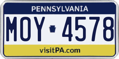 PA license plate MOY4578
