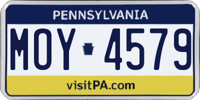 PA license plate MOY4579