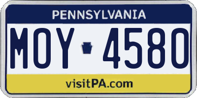 PA license plate MOY4580