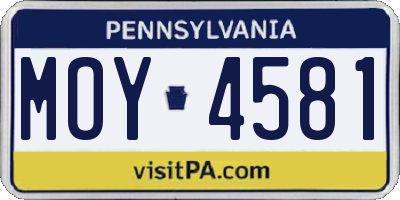 PA license plate MOY4581