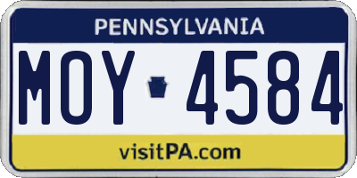 PA license plate MOY4584